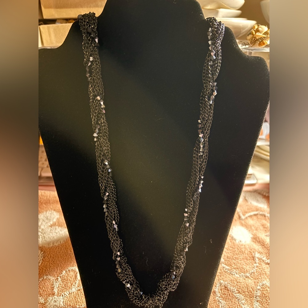 Chic Black Beaded Necklace